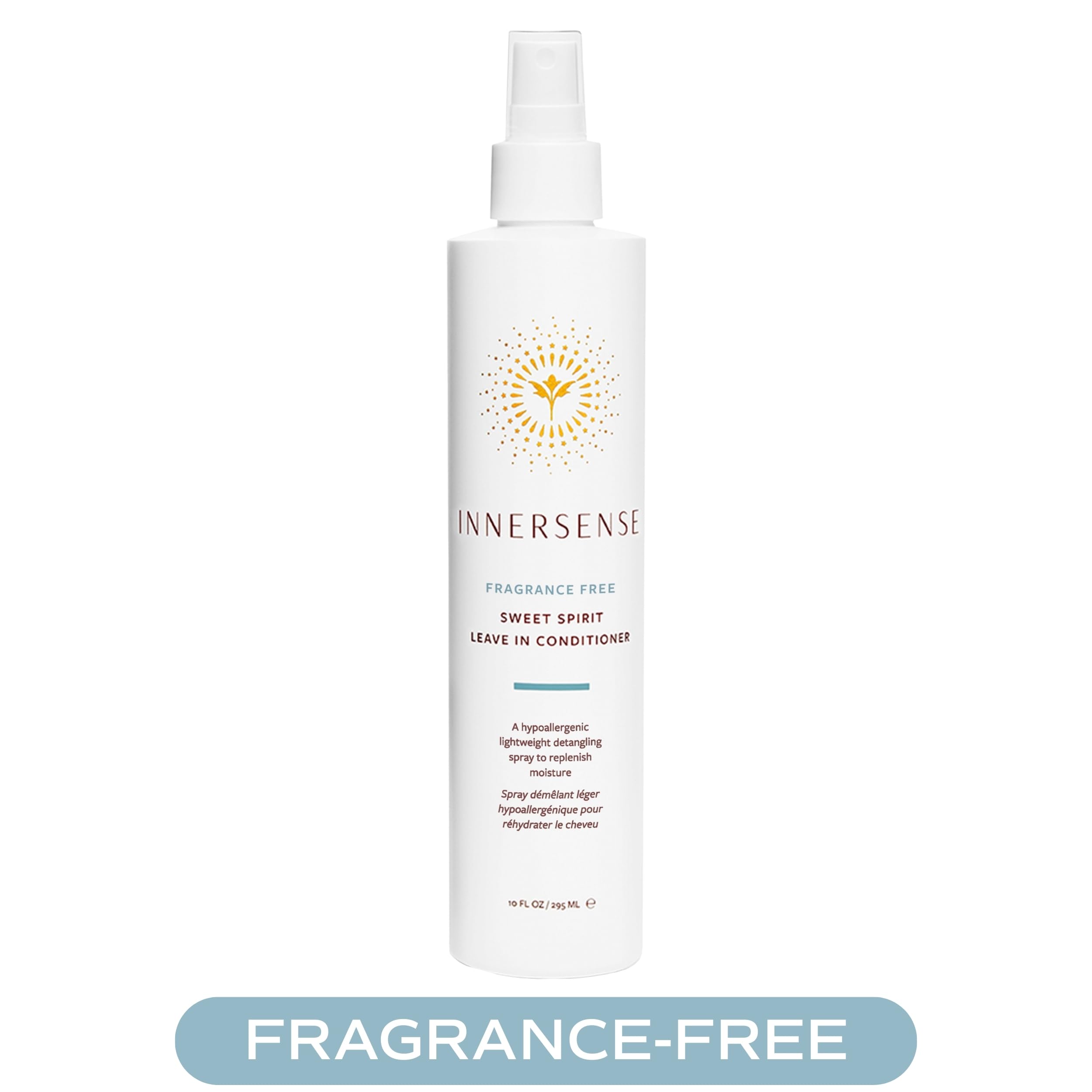 INNERSENSE Sweet Spirit leave-in spray in action for smooth styling without fragrance.