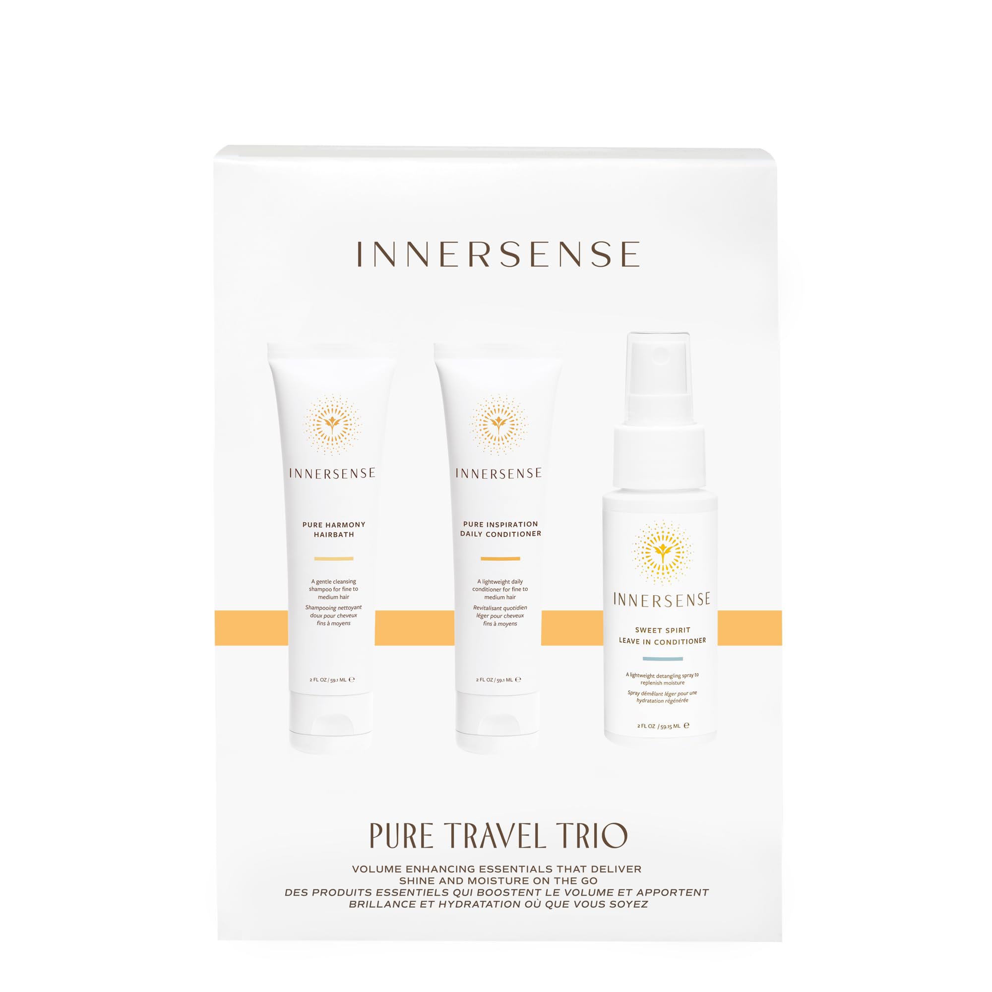 INNERSENSE Sweet Spirit Leave-In Conditioner bottle in hand for easy on-the-go tangle control