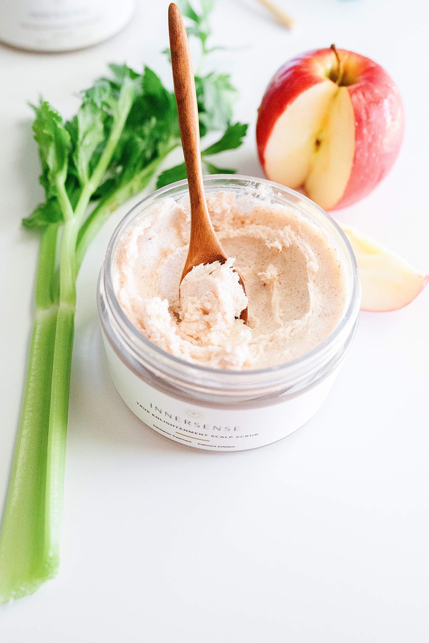 Application shot of INNERSENSE Scalp Scrub demonstrating pre-cleanse massage