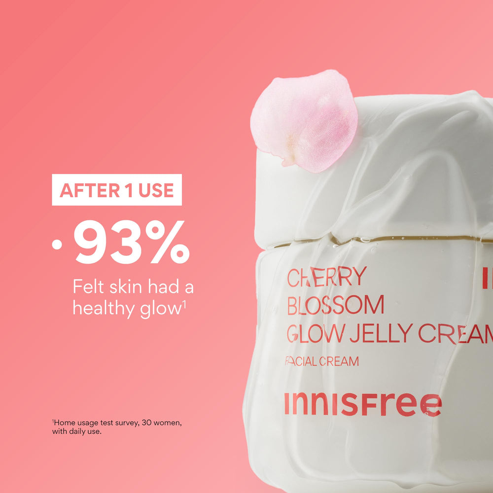 Innisfree Cherry Blossom Glow Jelly Cream application demonstrates smooth absorption and brightening potential