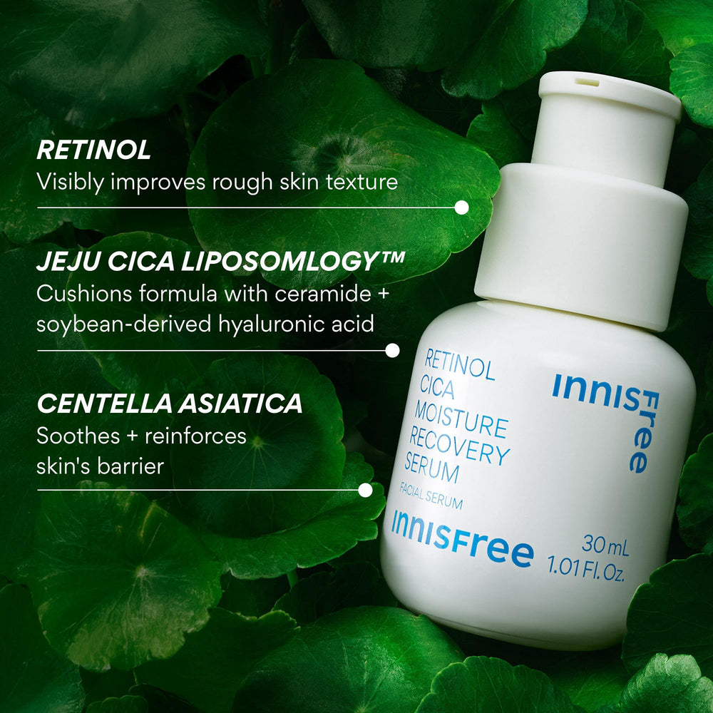 Innisfree Cica liposome ceramide hydration highlights soothing support.