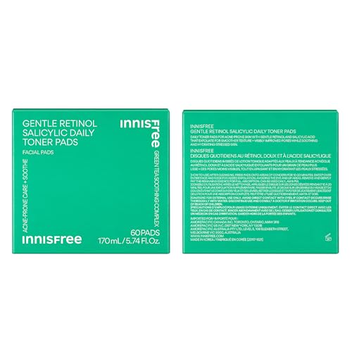 innisfree Daily Gentle Retinol Salicylic Toner Pads in morning routine for a fresh, non-greasy look.