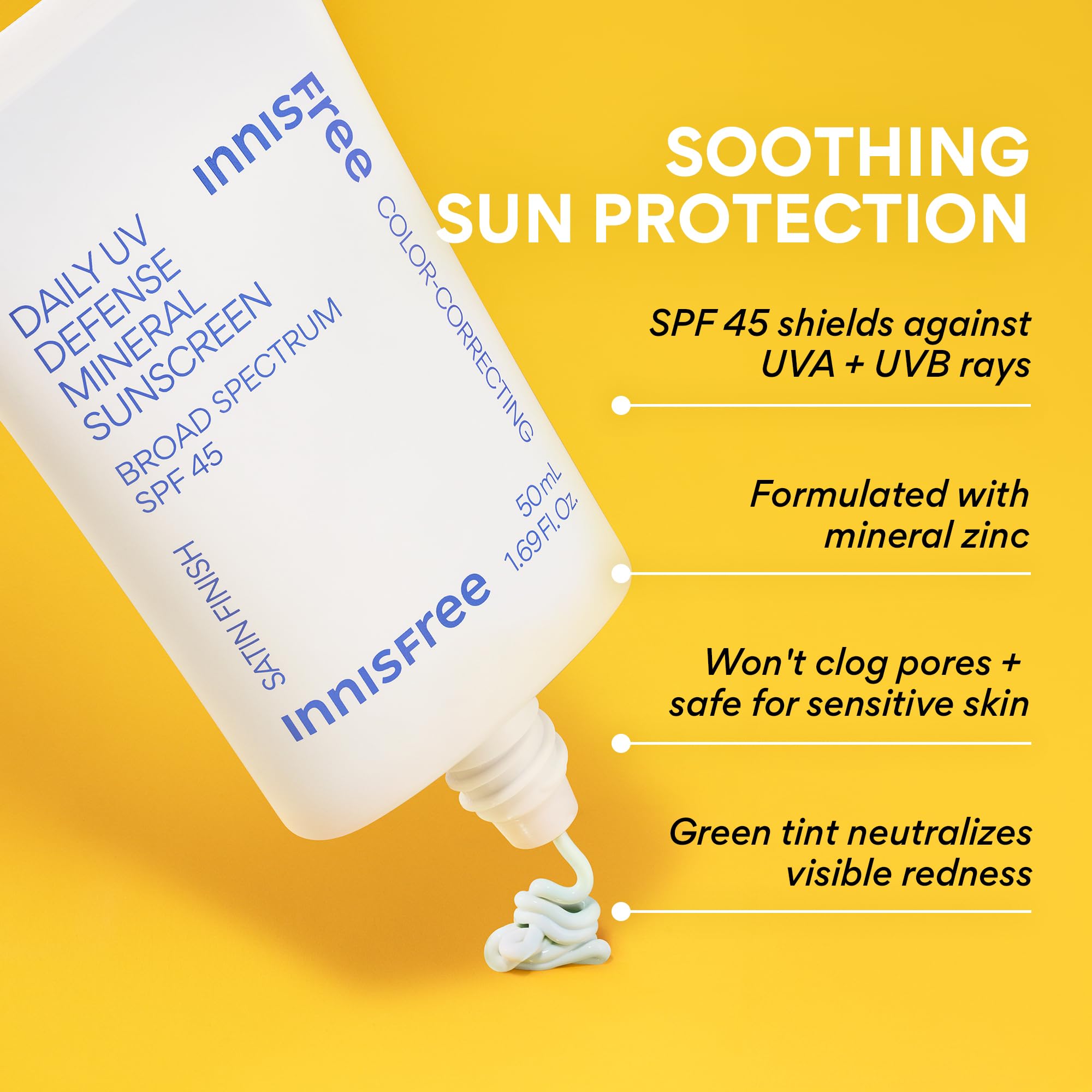 Innisfree Daily Mineral UV Defense hand application shows even skin tone prep.