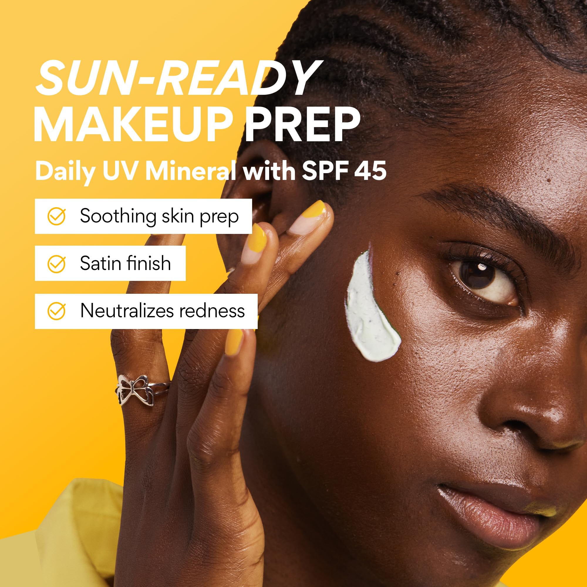 Innisfree Daily Mineral UV Defense green tint makeup base ready for blending.