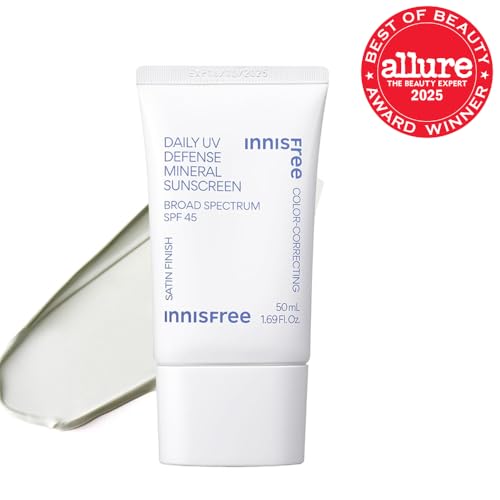 Innisfree Daily Mineral UV Defense green tint swirl demonstrates color correction.