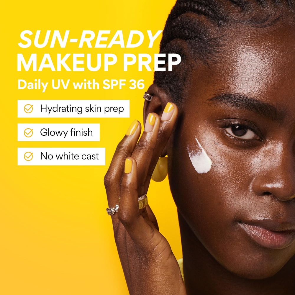 Close-up of skin showing invisible finish after application.