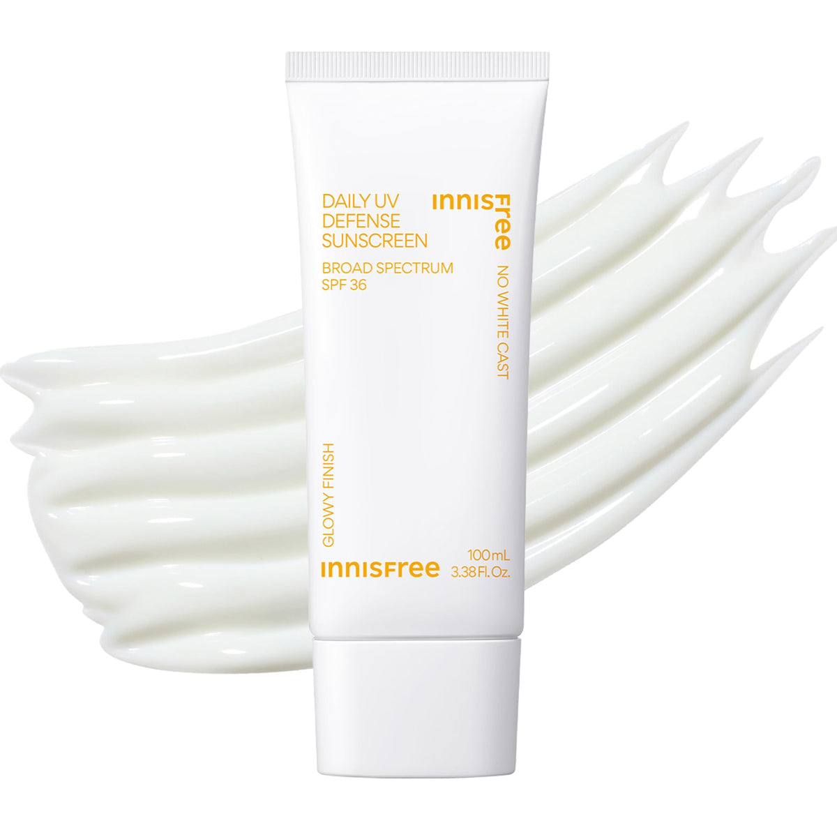 Innisfree Daily UV Defense SPF 36 jumbo bottle on counter for daily protection.
