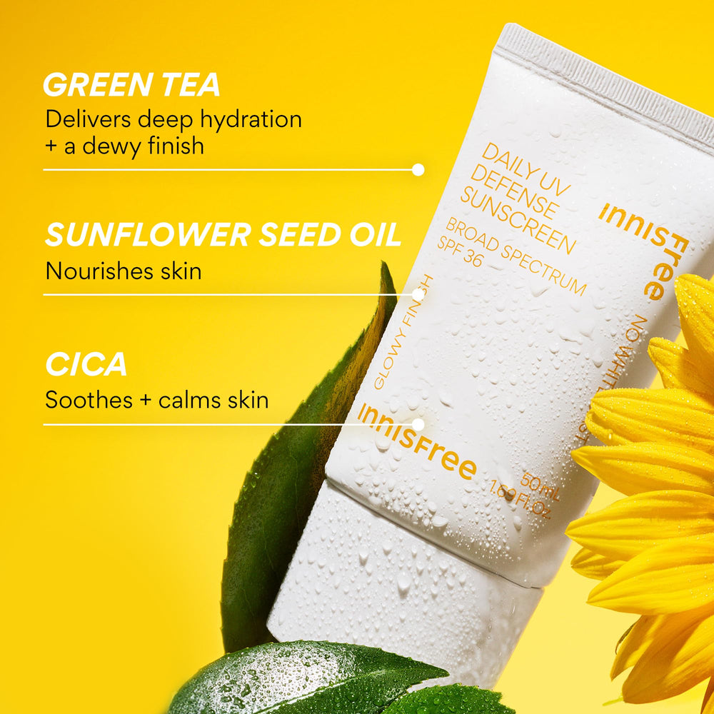 Sunflower seed oil nourishes and hydrates skin in the formula.