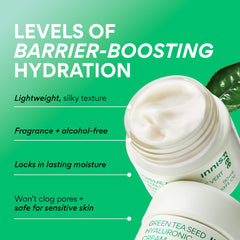 Innisfree five-types hyaluronic acid molecules image emphasizes multi depth hydration.