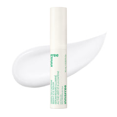 Innisfree Green Tea Caffeine Depuffing Eye Serum bottle close-up showing cooling roller.