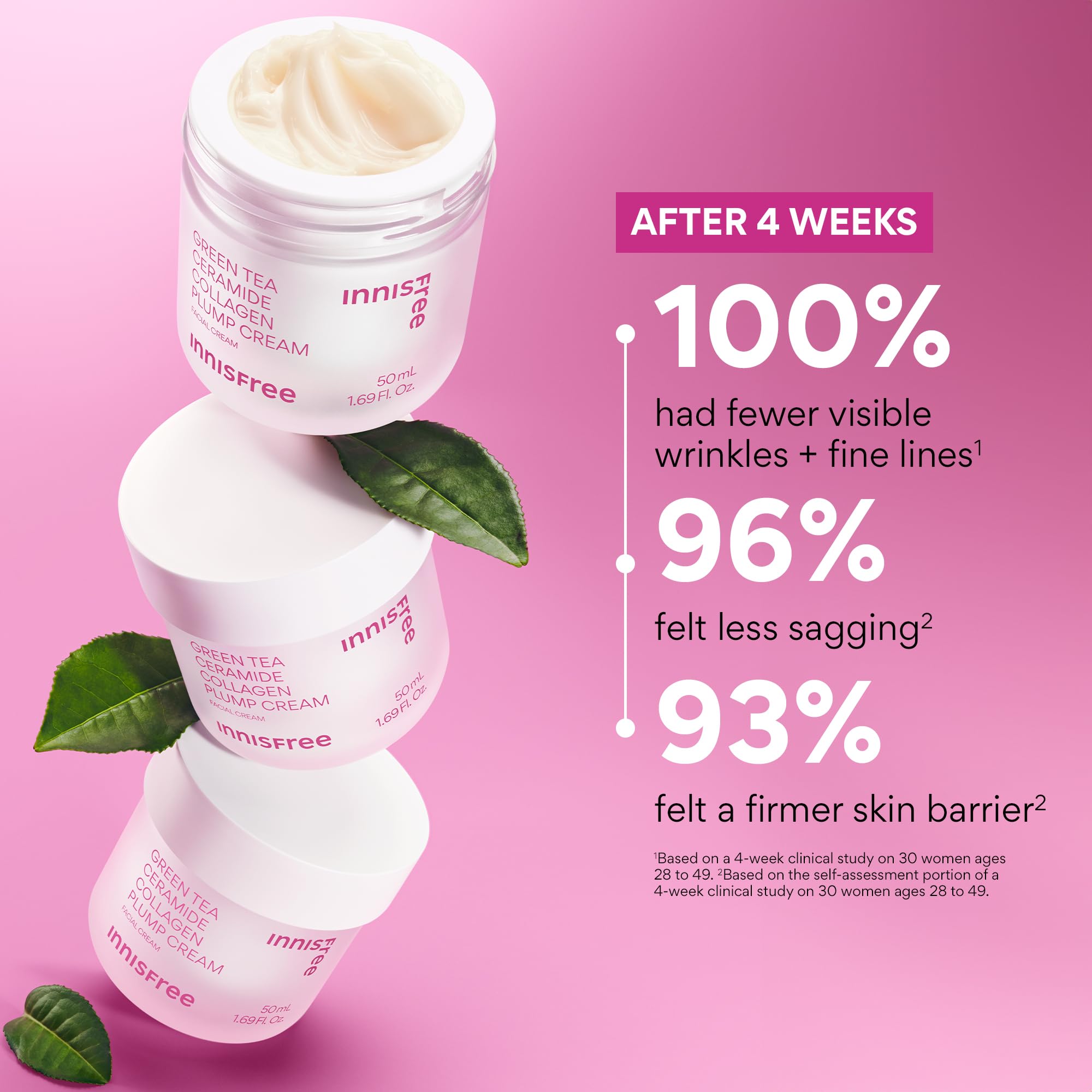 innisfree Green Tea Ceramide Collagen Plump Cream being applied on skin for easy spread