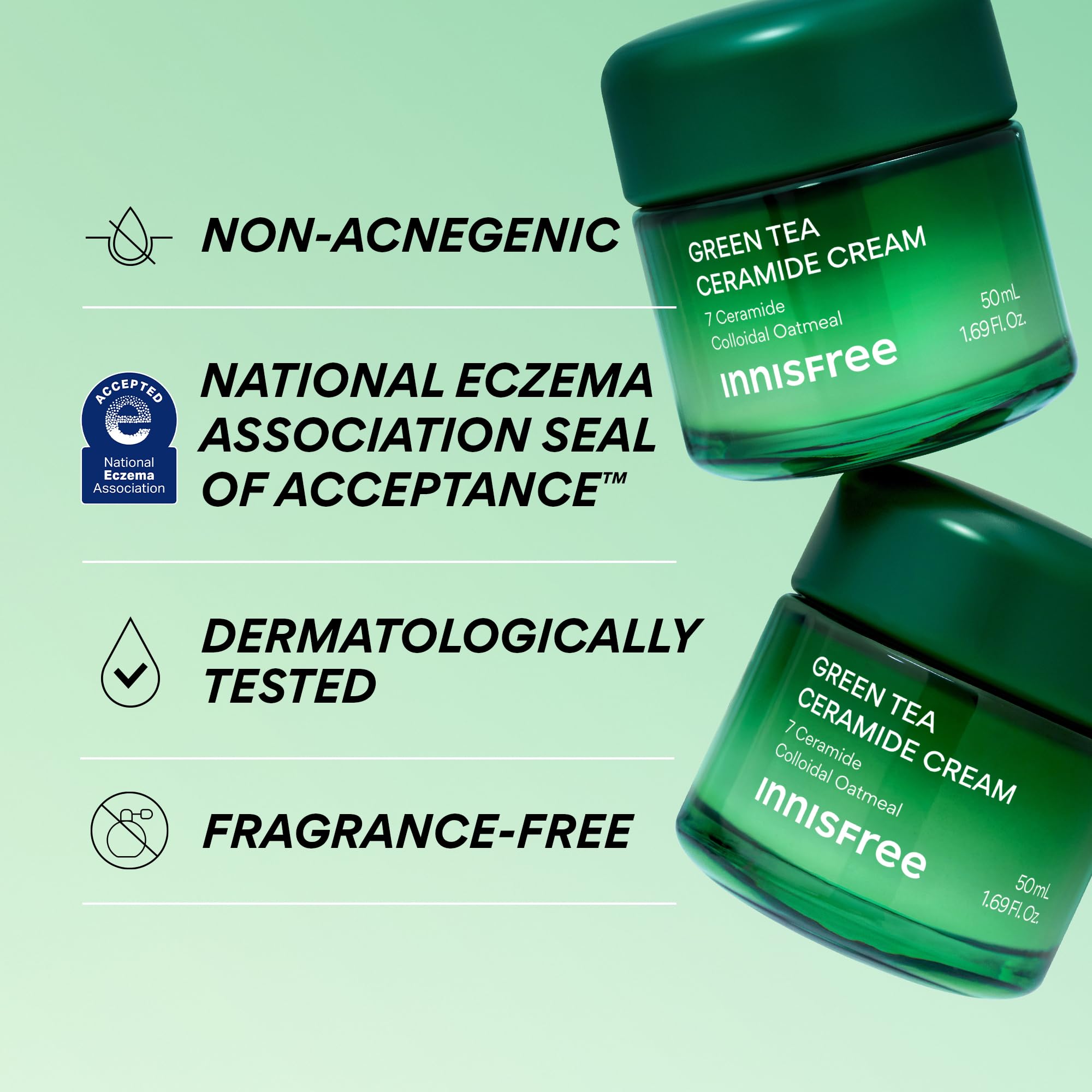 Innisfree Green Tea Ceramide Cream suitable for morning and night routines.