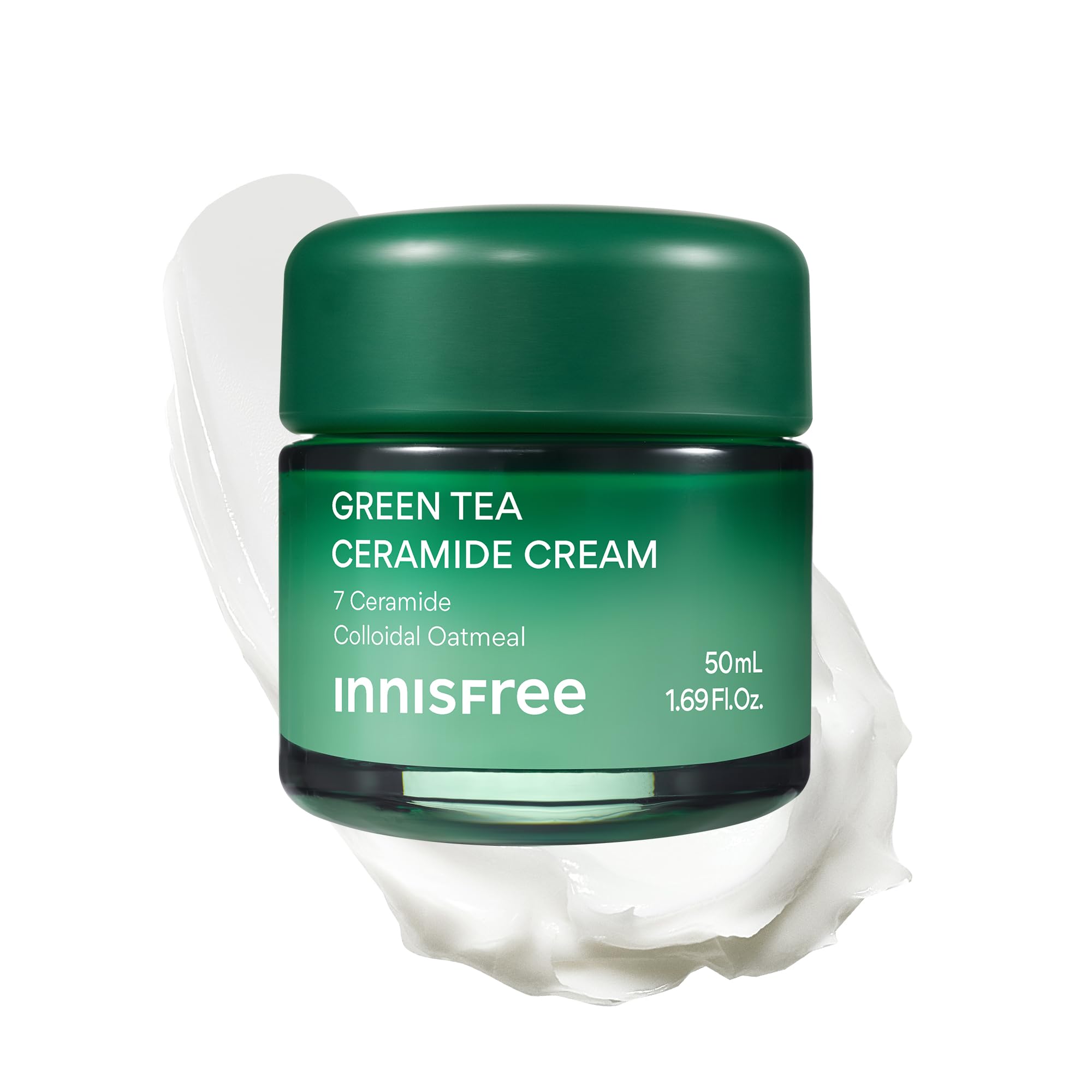 Innisfree Green Tea Ceramide Cream tube close-up for daily hydration.