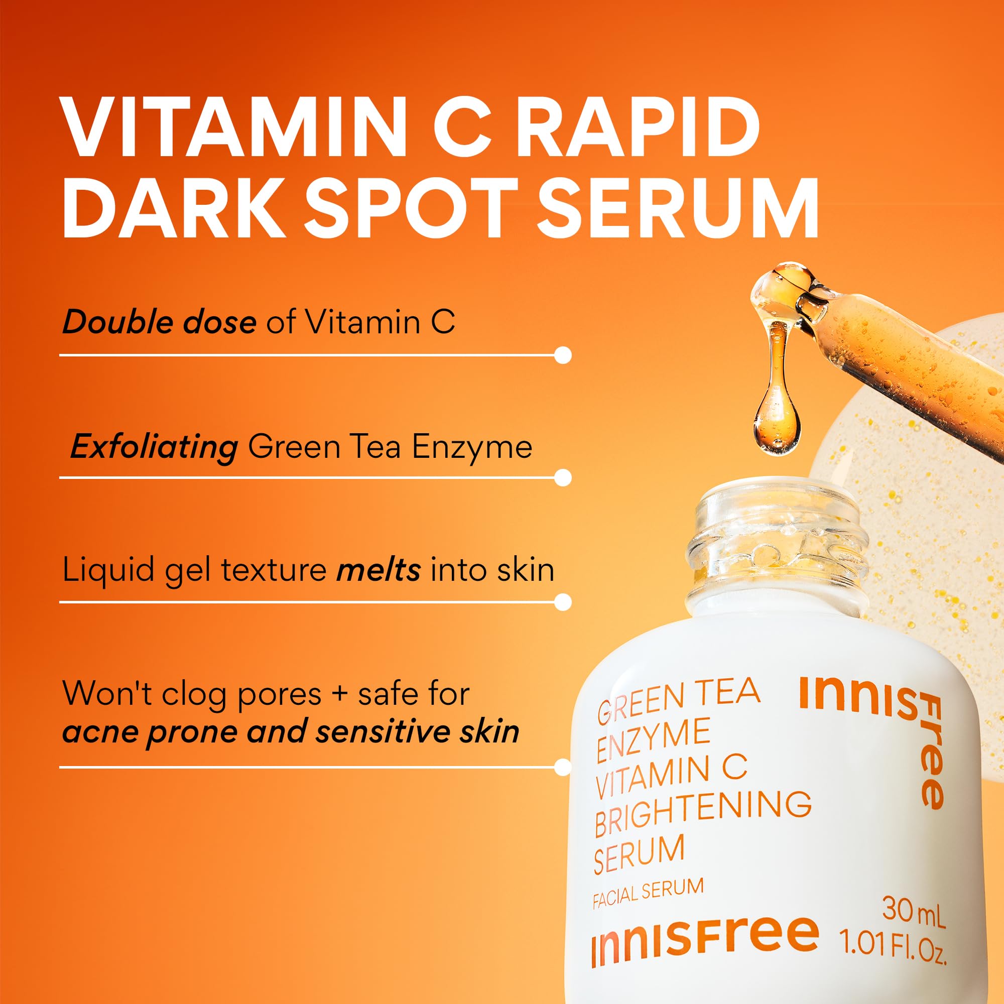 innisfree Green Tea Enzyme Serum pump closeup showcases easy, even application.