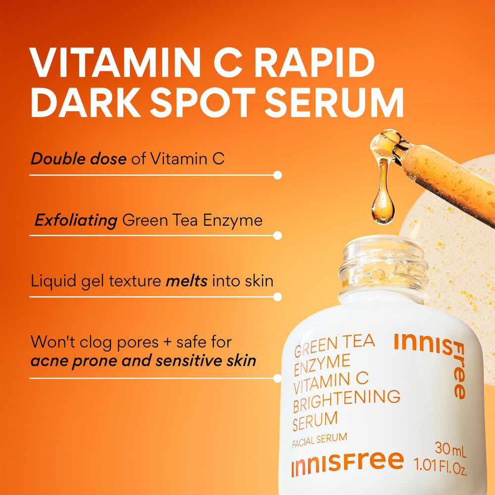 innisfree Green Tea Enzyme Serum pump closeup showcases easy, even application.