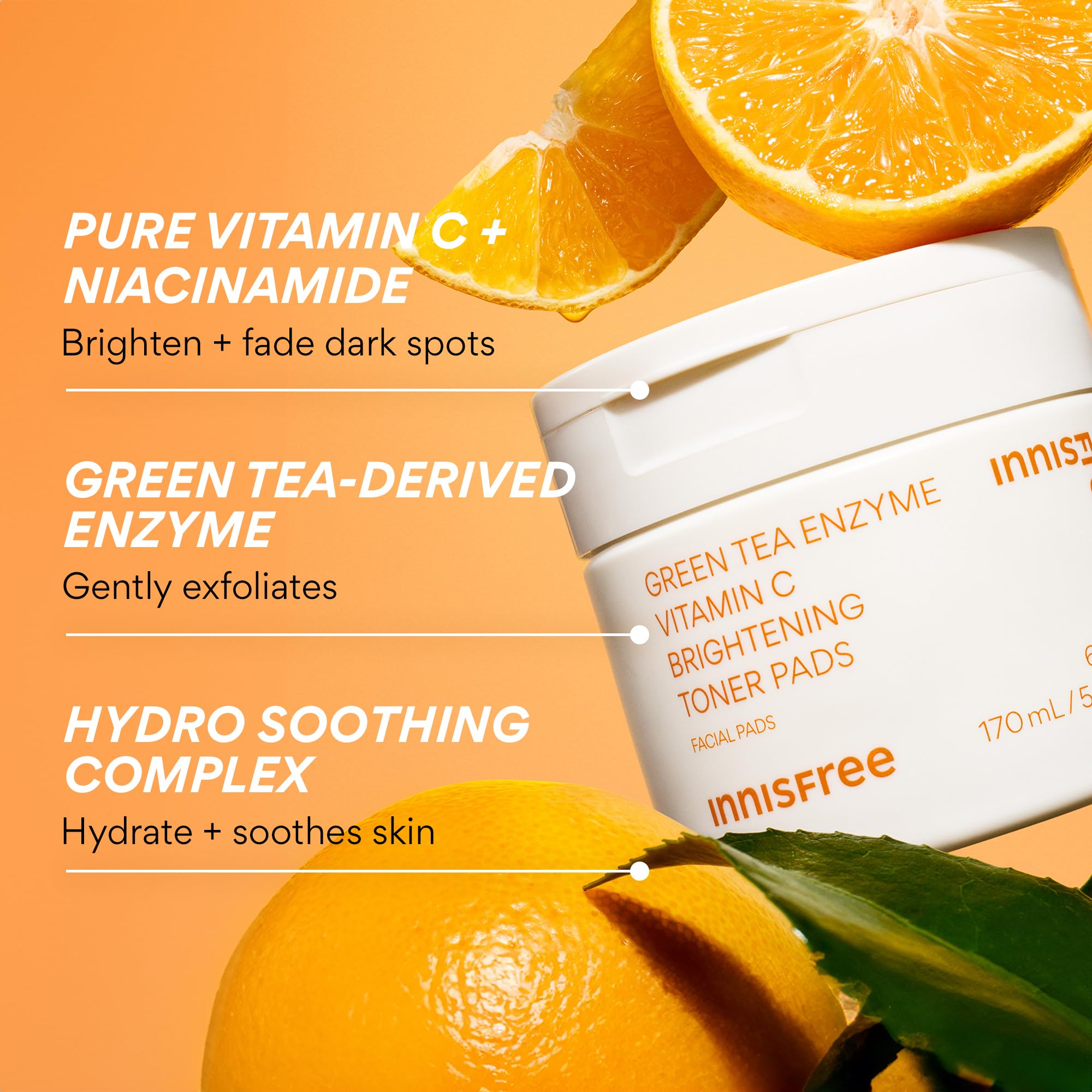 Orange-side application for targeted brightening on the face.