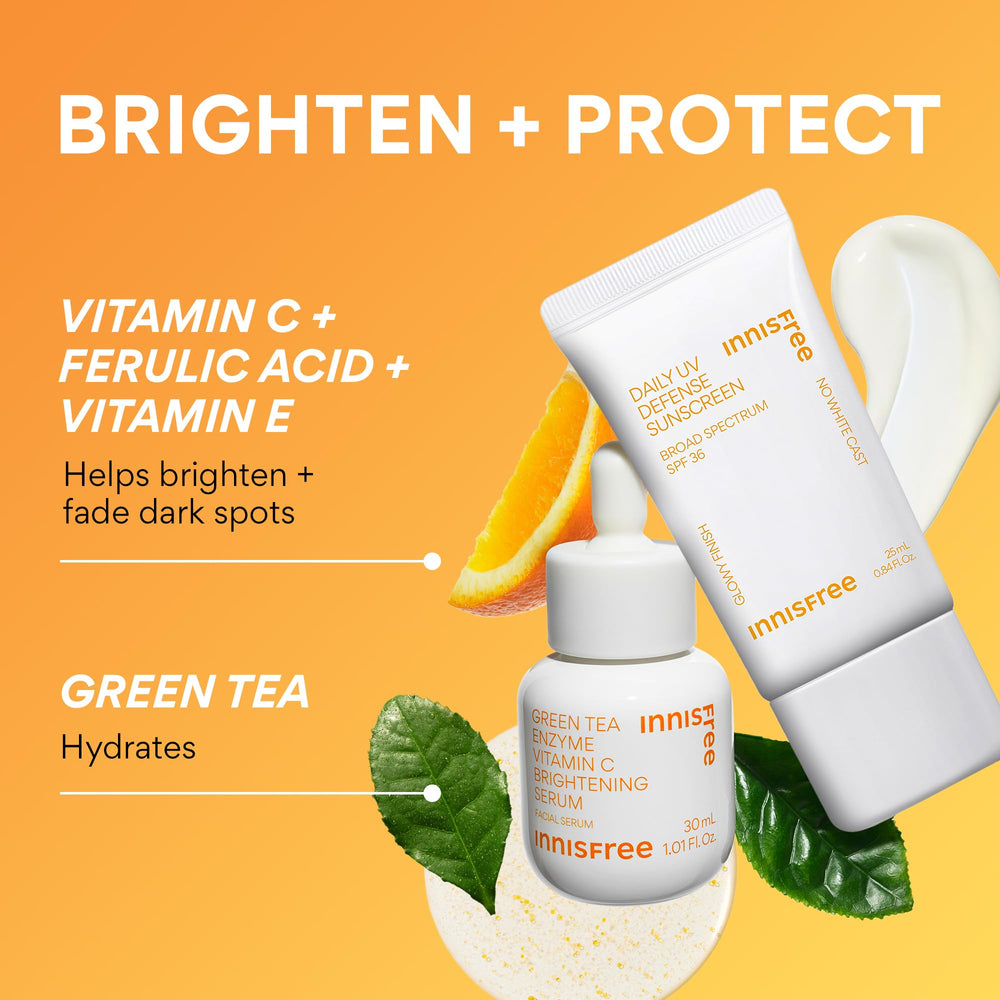 Innisfree Green Tea Enzyme Vitamin C Serum box ready to use for brightening.