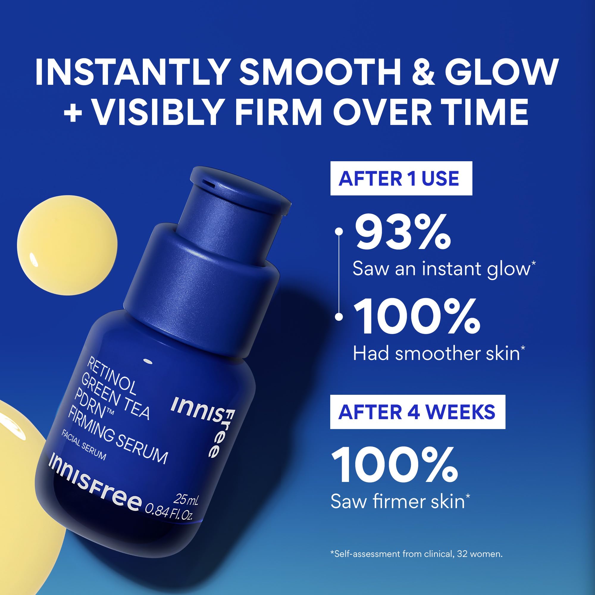 Innisfree Green Tea Retinol PDRN Serum pump demonstrates easy application.