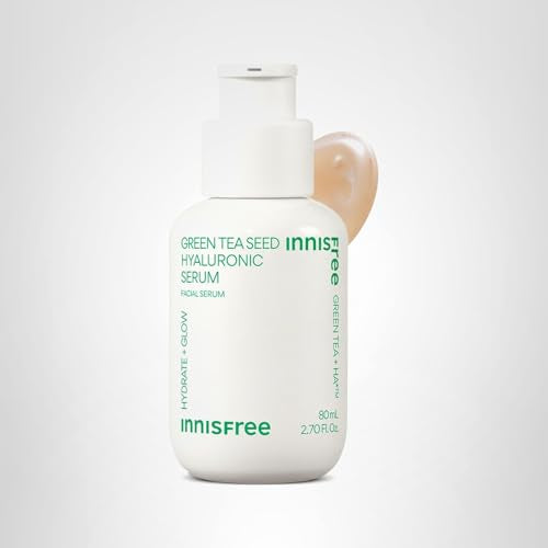 Bottle neck close-up of Innisfree Green Tea Seed Hyaluronic Serum for premium hydration