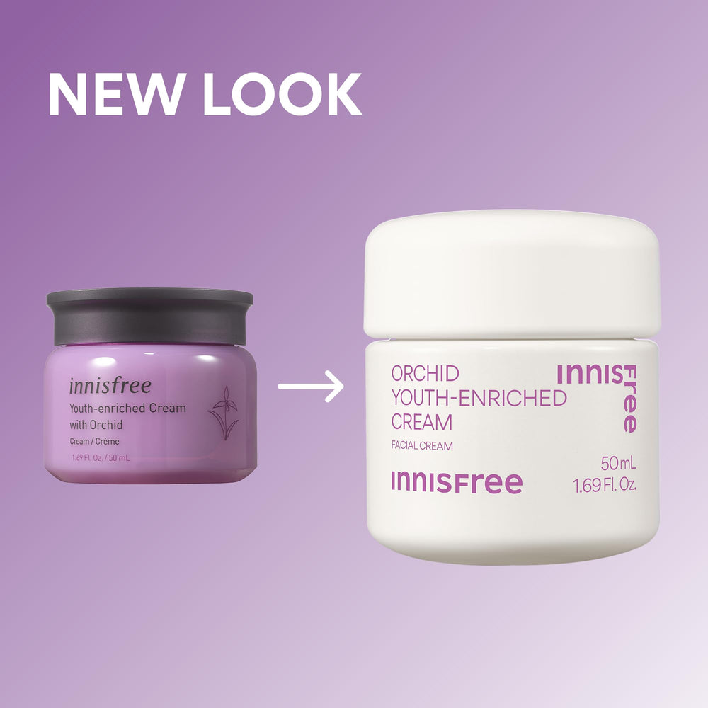 Innisfree Orchid Youth-Enriched Cream ingredients illustration featuring Orchidelixir 2.0.