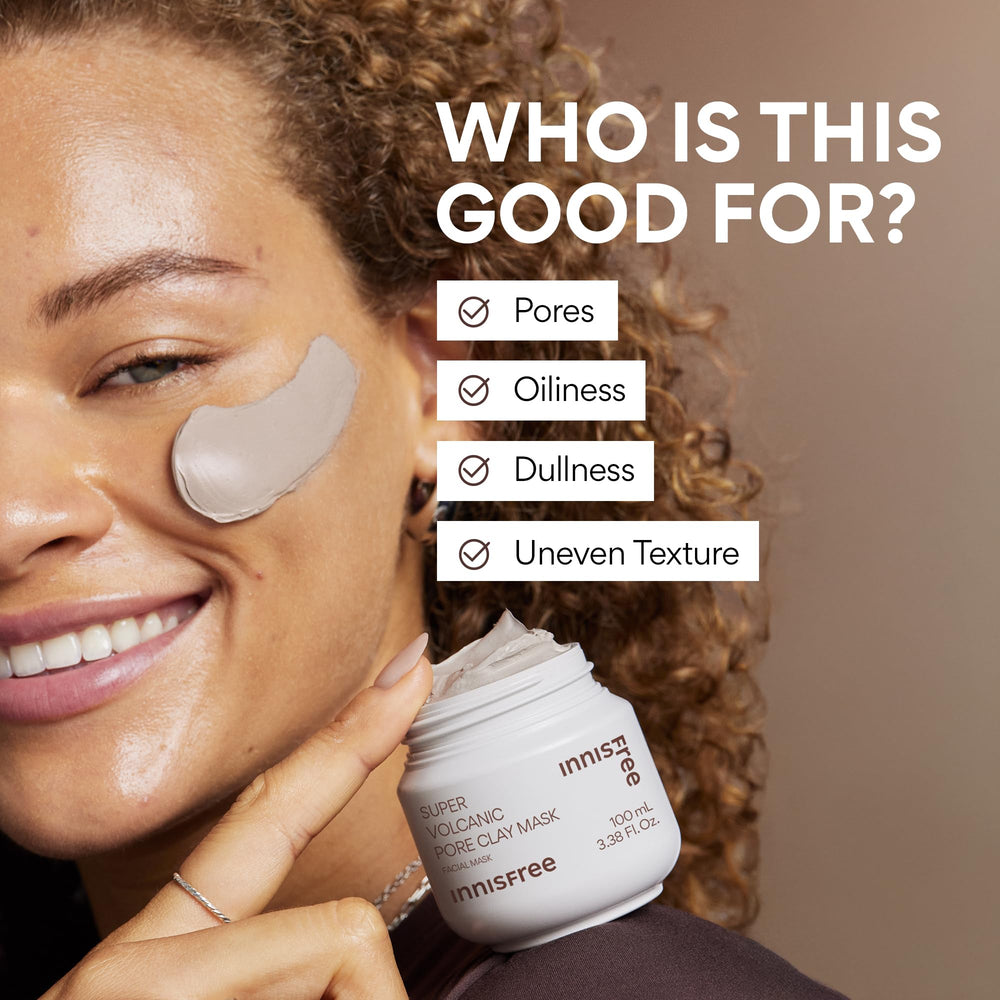 Innisfree Super Volcanic Clay Mask fragrance-free formula is suitable for sensitive skin.