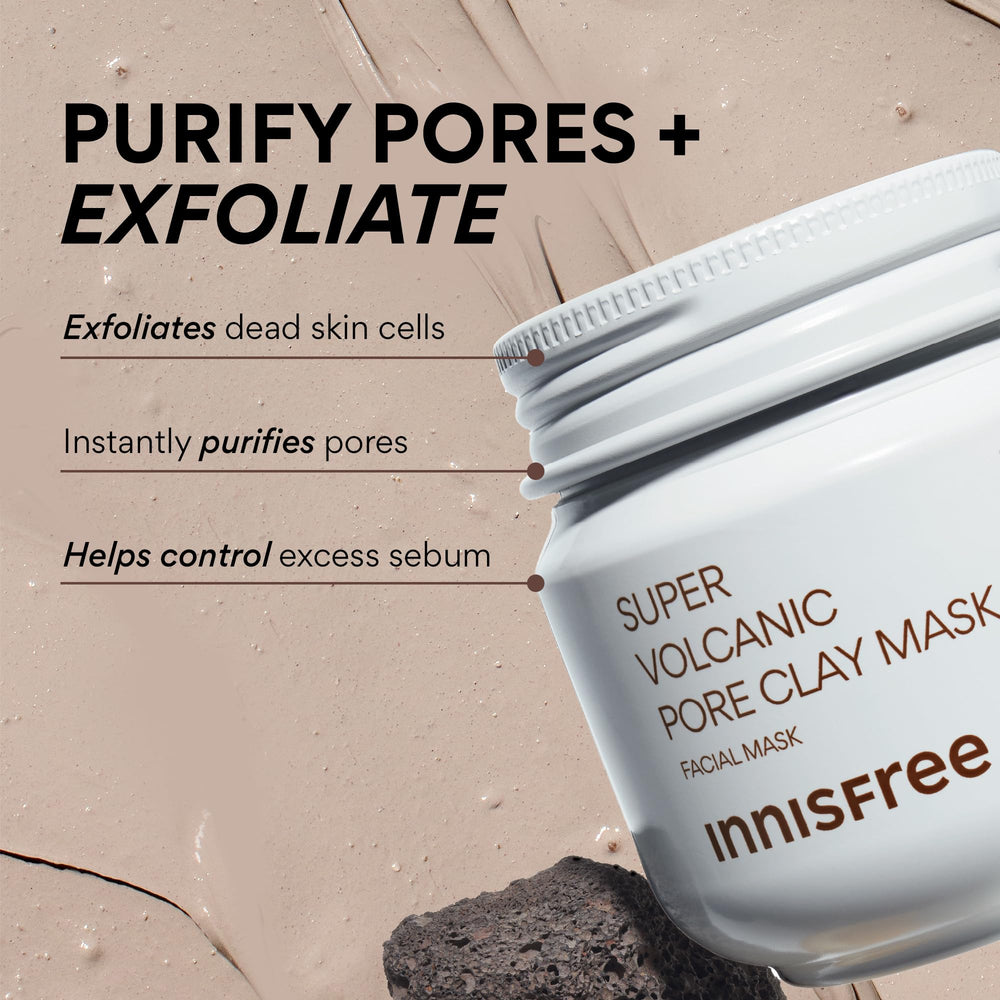 Innisfree Super Volcanic Clay Mask helps control oil for a shine-free complexion.