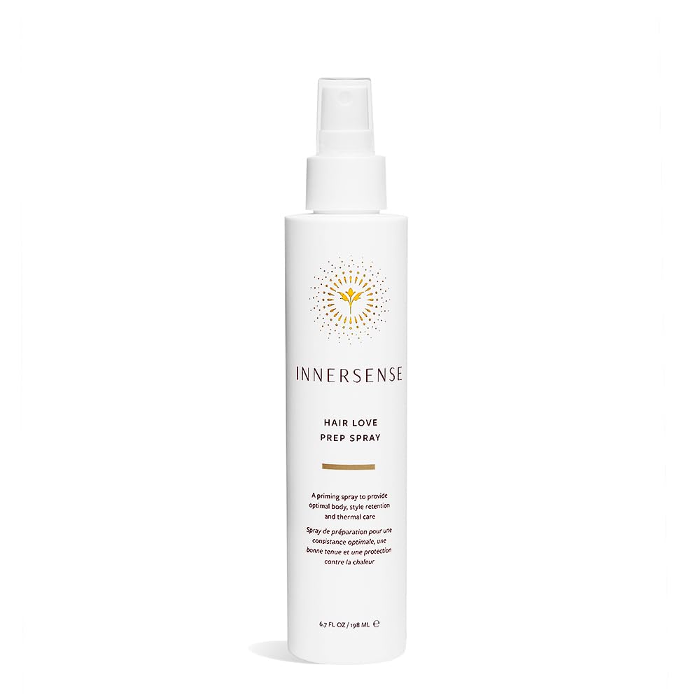 INNERSENSE prep spray bottle front ready for styling with added body