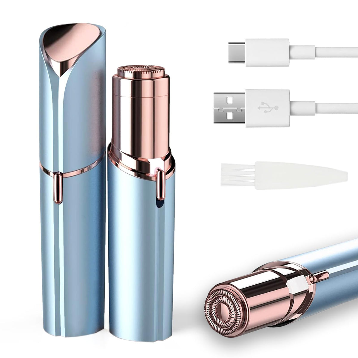 INNOBEAUT facial hair remover in blue, front view, smooth glide for precise results.