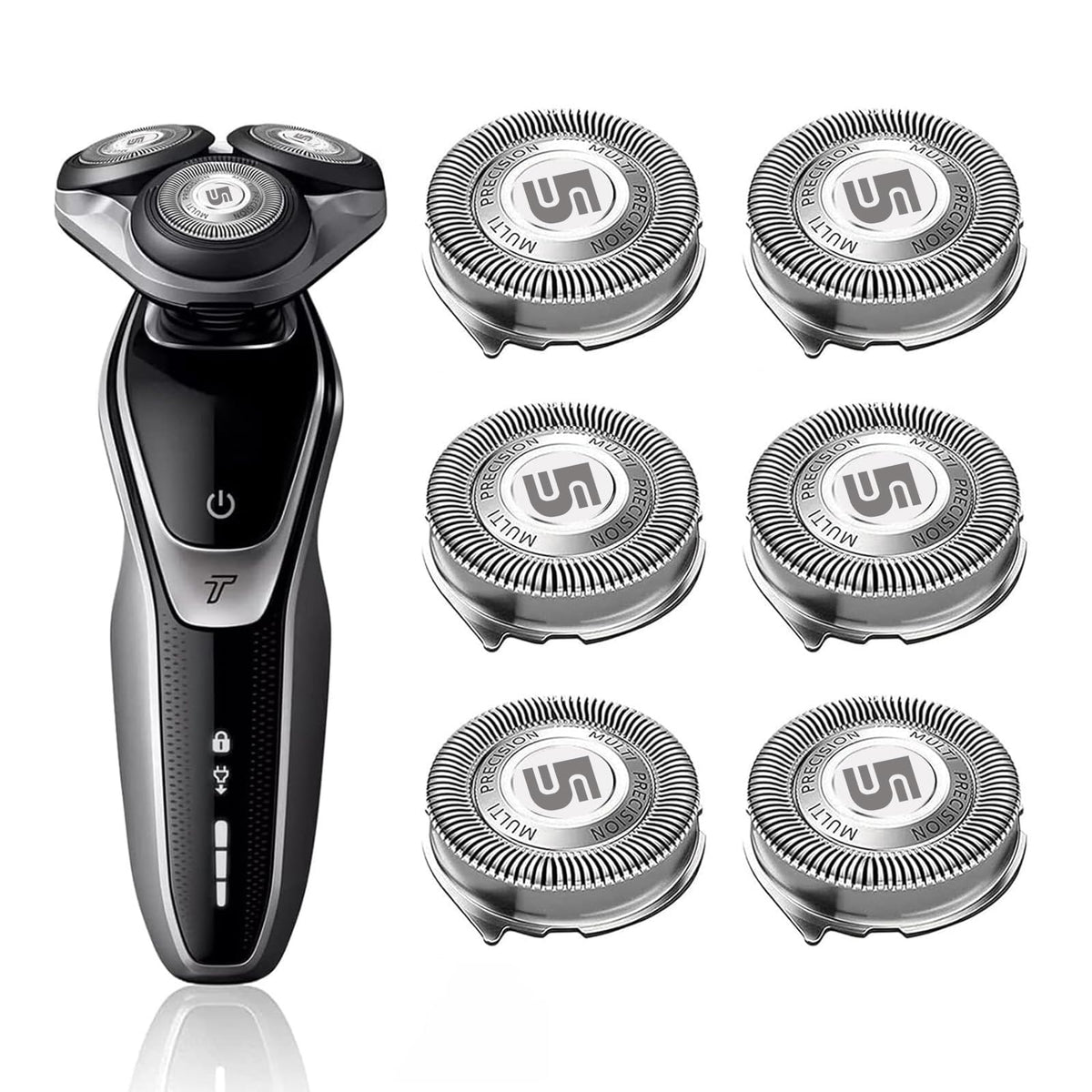Innobeaut SH50 replacement heads for Philips Norelco 5000 series in a 6-pack for long-term grooming