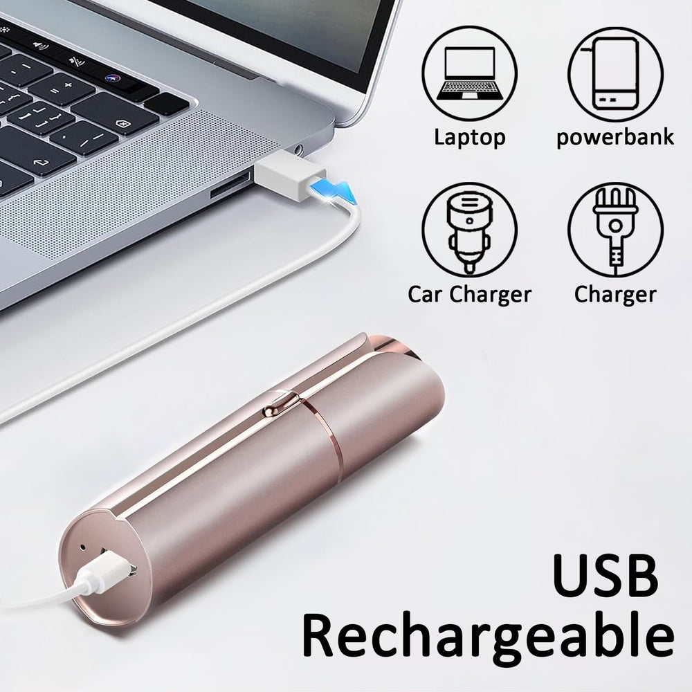 INNOBEAUT USB rechargeable hair remover, charging port visible, convenient grooming anywhere.