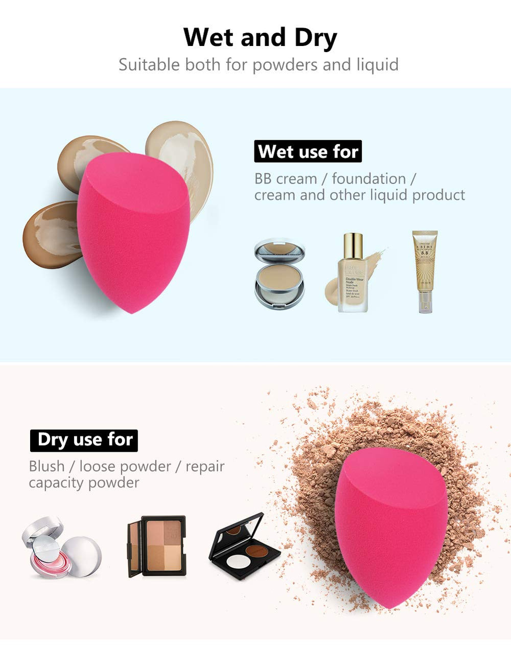 InnoGear two-shape, five-color sponges for precise blending across face areas.