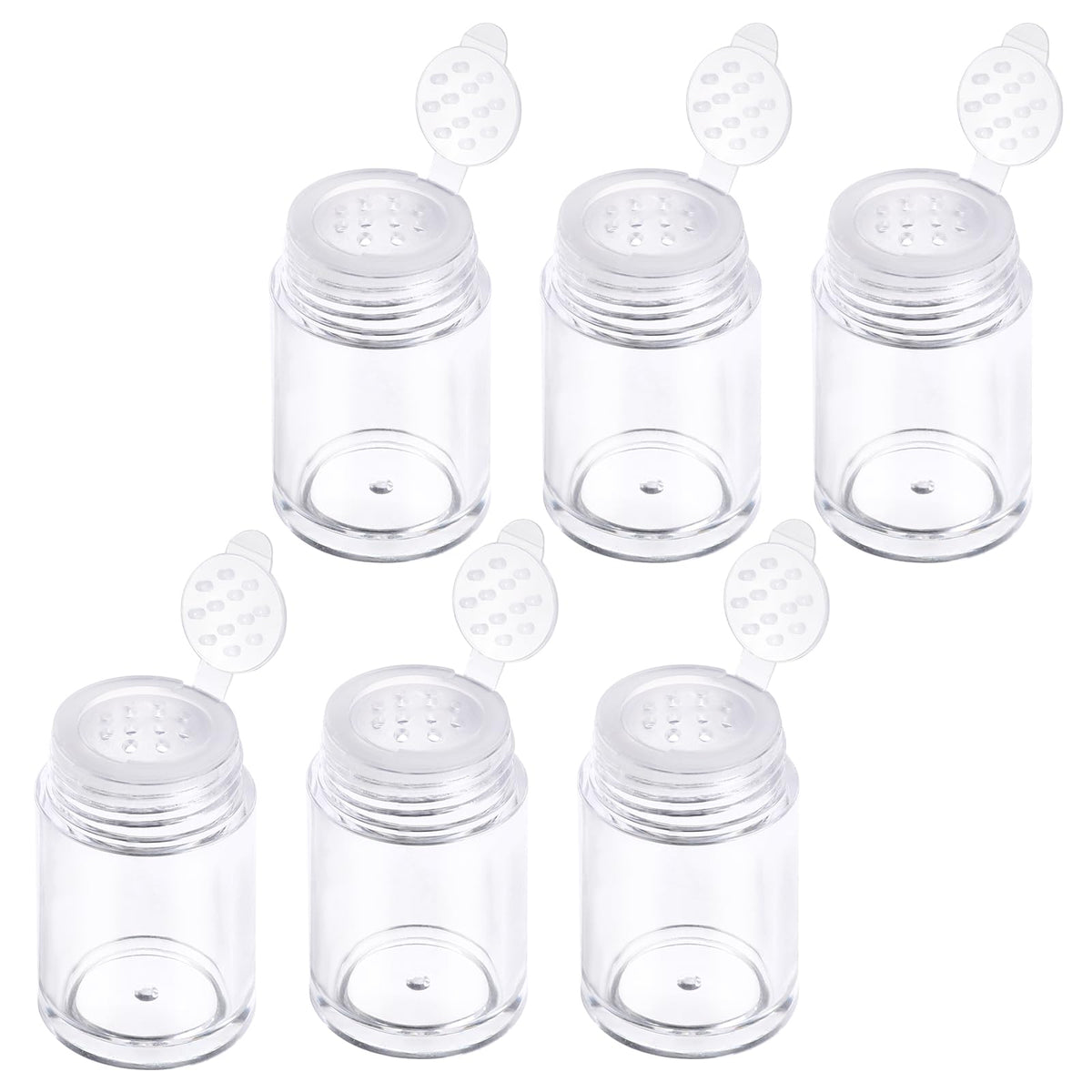 InnoHHustle clear powder bottle set with six containers for easy organization.