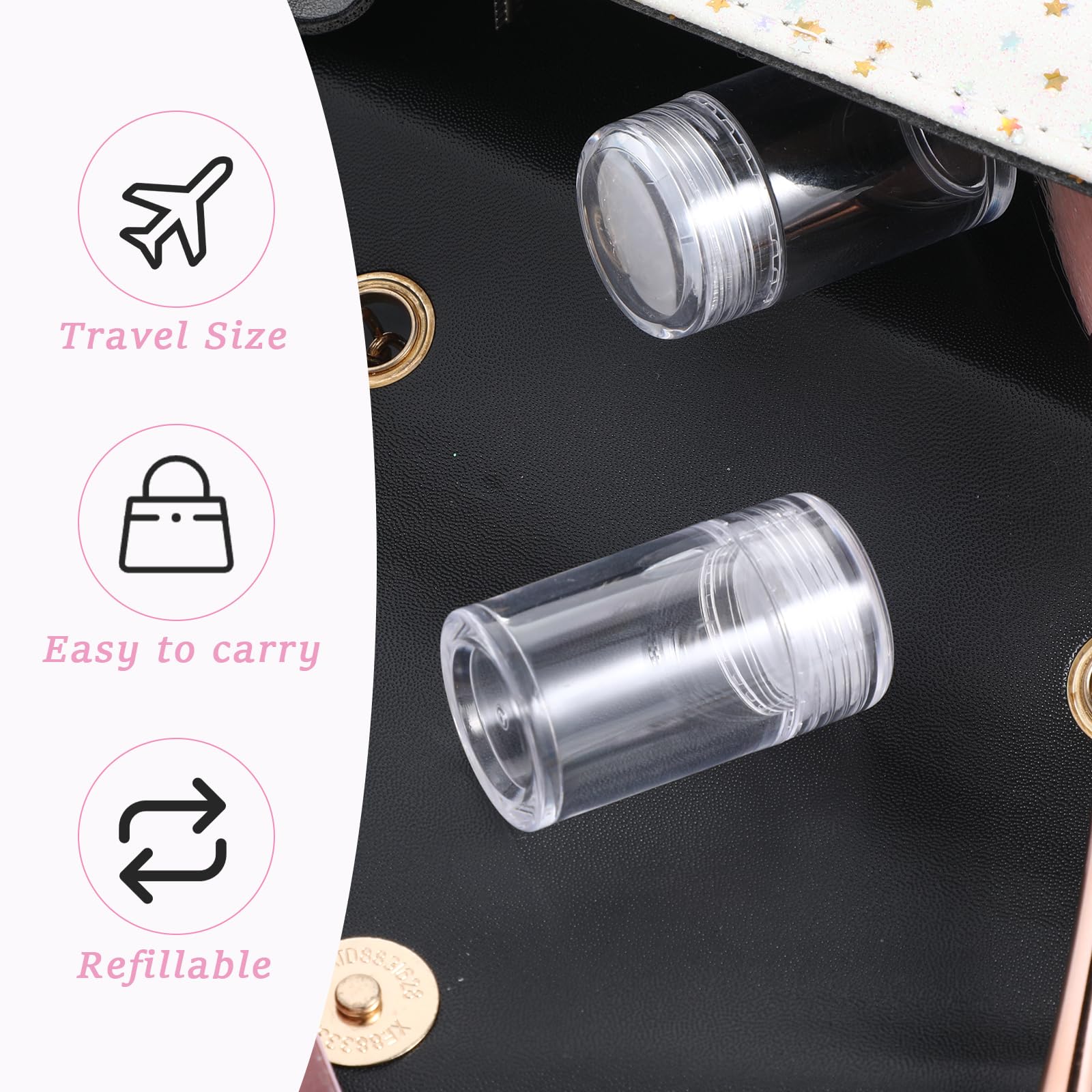 InnoHHustle transparent body powder bottle shows capacity at a glance.