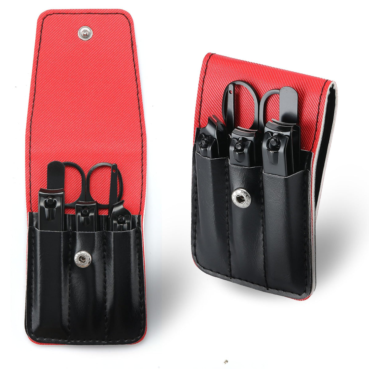 Insaizom Cool Manicure Set box in black PU leather, portable grooming kit.