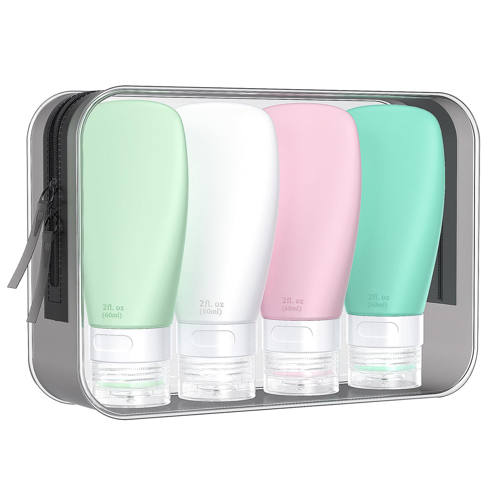 INSFIT travel bottles in leak-proof design showing secure cap and silicone body for luggage protection