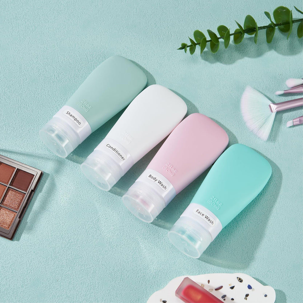 INSFIT travel bottles filled with shampoo and conditioner illustrating compact travel size
