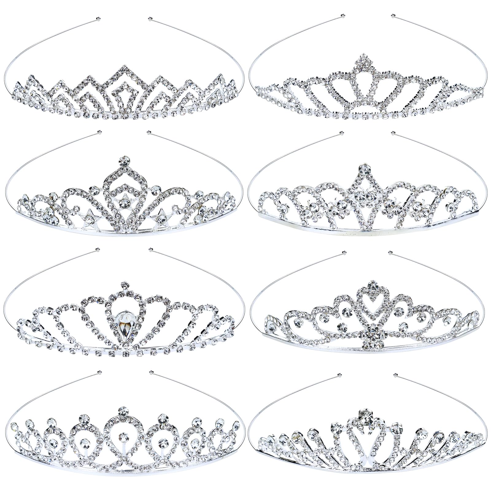 inSowni diadema princesa con cristales plata, ideal para la ceremonia
