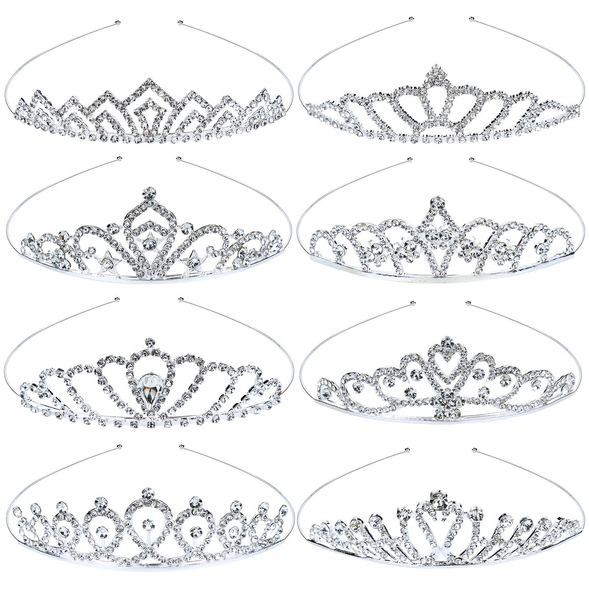 inSowni diadema princesa con cristales plata, ideal para la ceremonia
