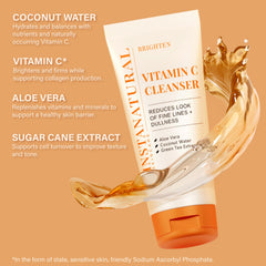 Creamy texture of the cleanser with coconut water and aloe vera for hydration.