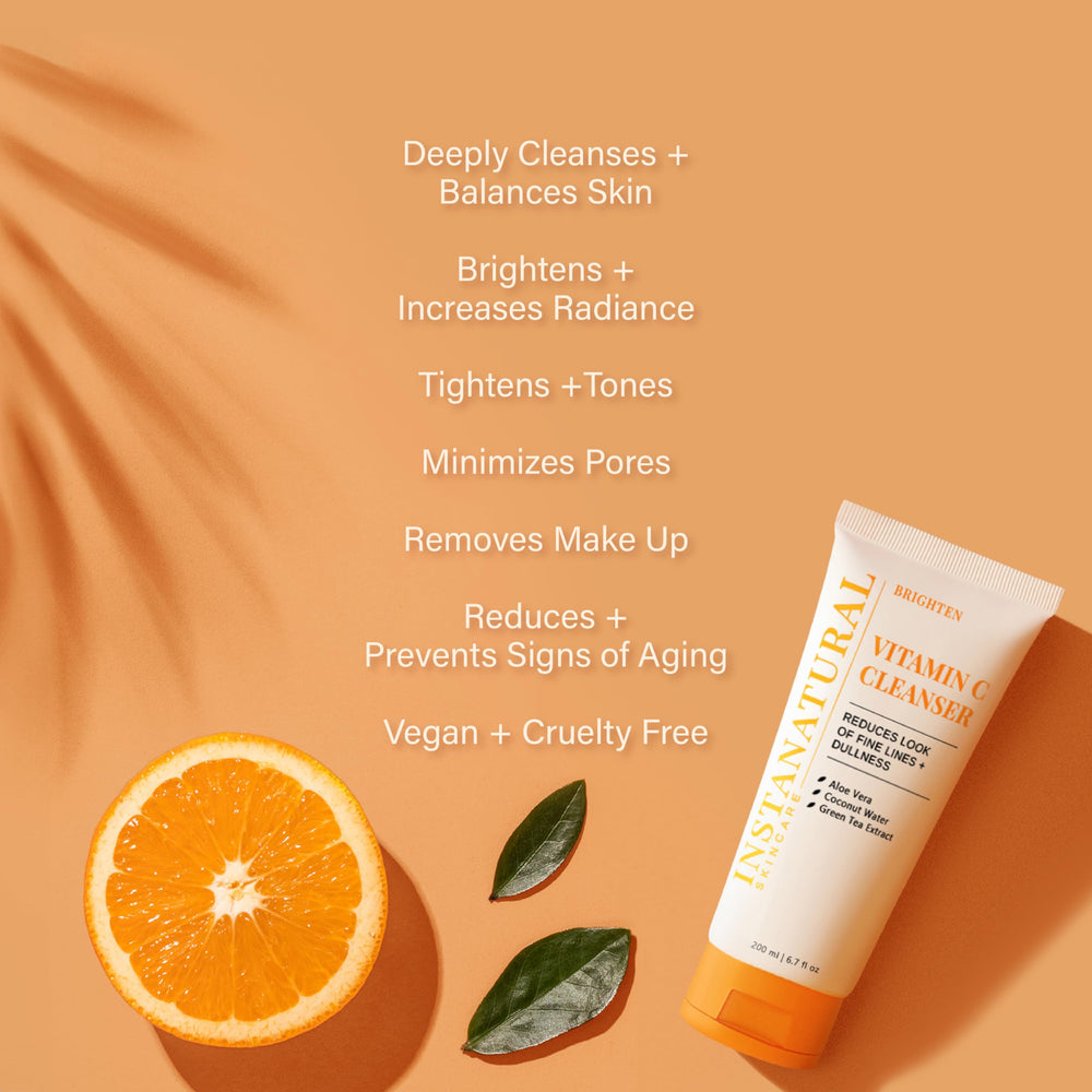 USA-made label on InstaNatural Vitamin C Cleanser bottle signaling quality.