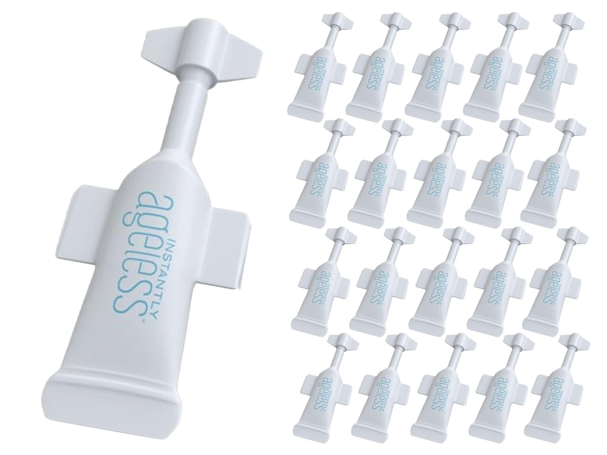 Instantly Ageless eye bag remover bottle reduces puffiness for a refreshed look.