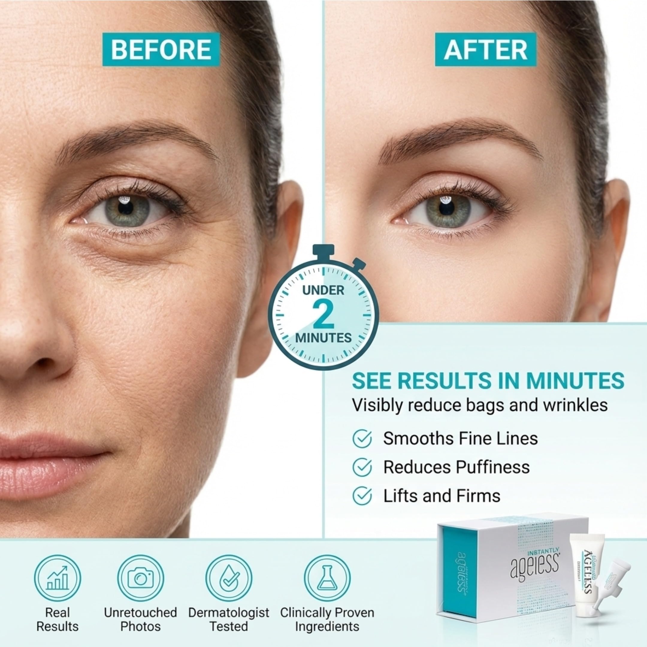 Instantly Ageless face lift cream formula tightens features and smooths fine lines
