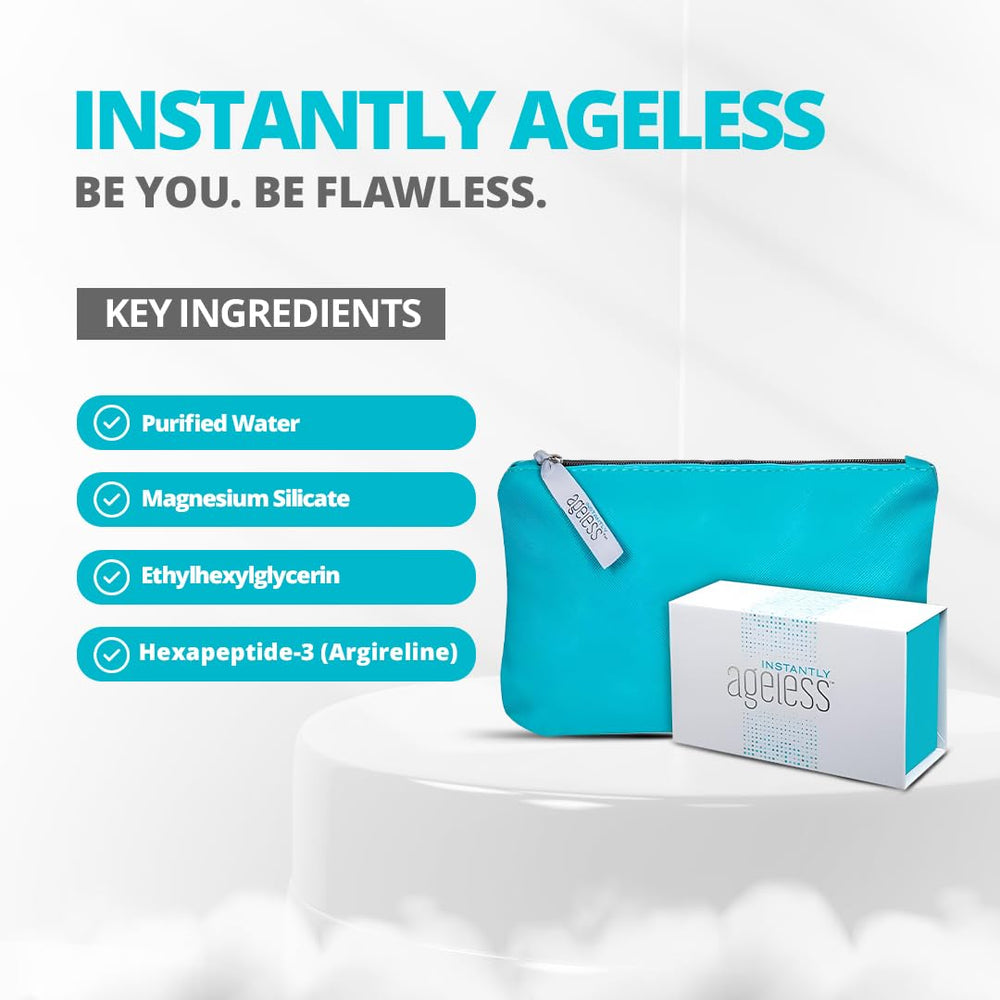Instantly Ageless travel-friendly packaging fits in a compact kit.