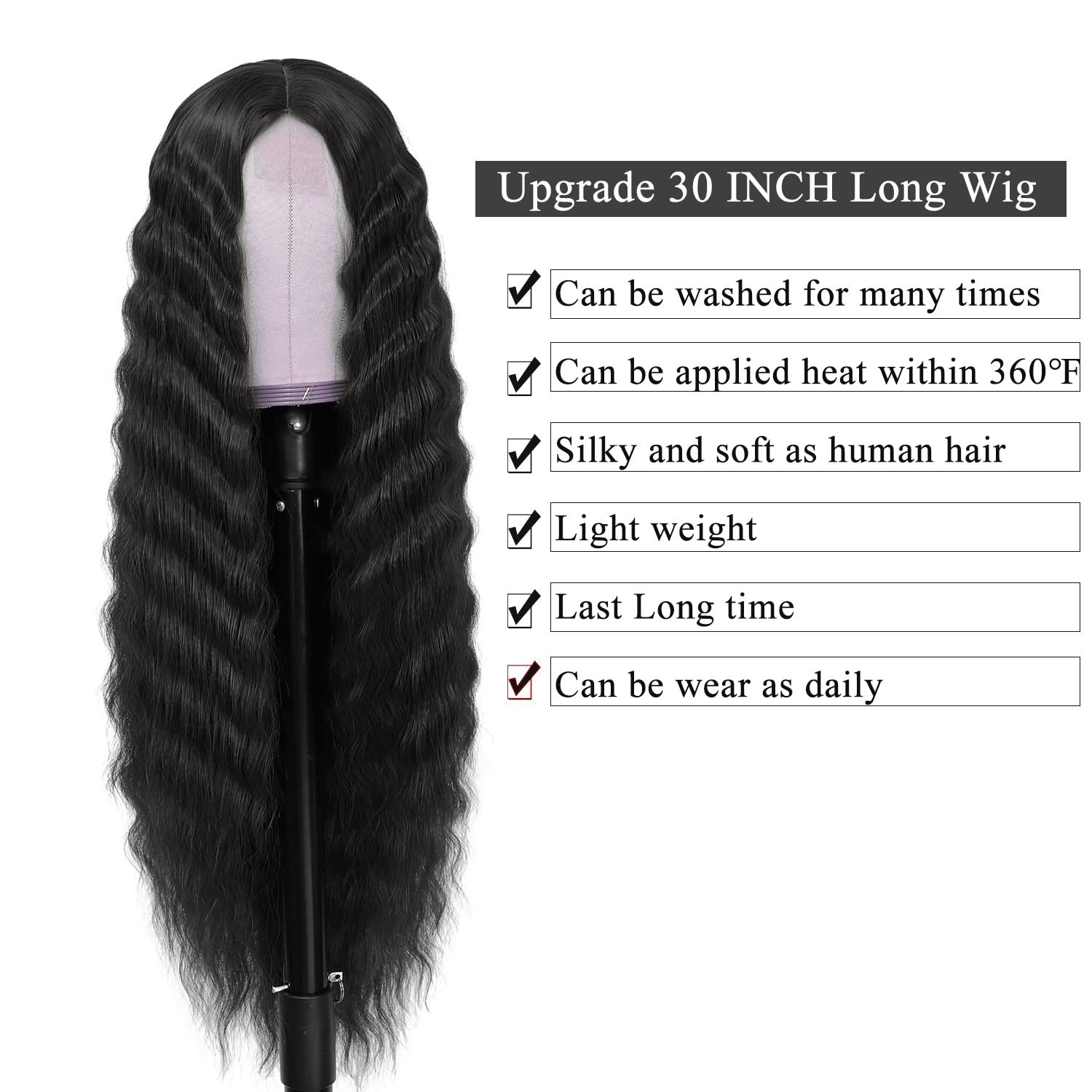 INSTASTYLE heat-resistant synthetic fiber wig ready for styling up to 180 C.