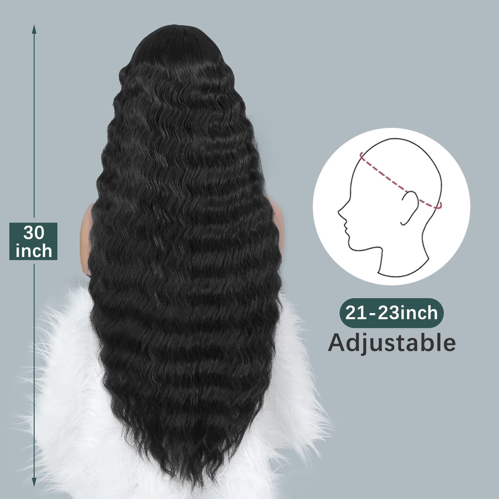 INSTASTYLE long black wig offers natural look and versatile wear.