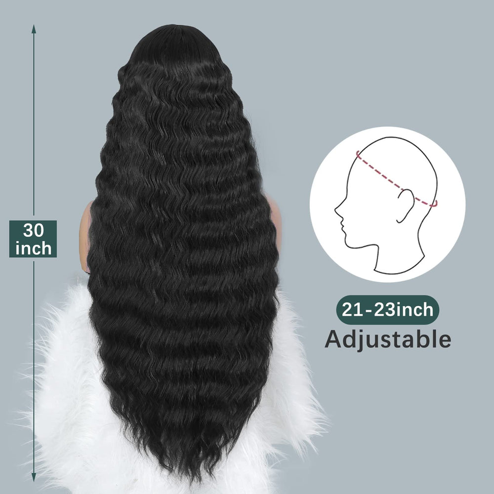 INSTASTYLE long black wig offers natural look and versatile wear.