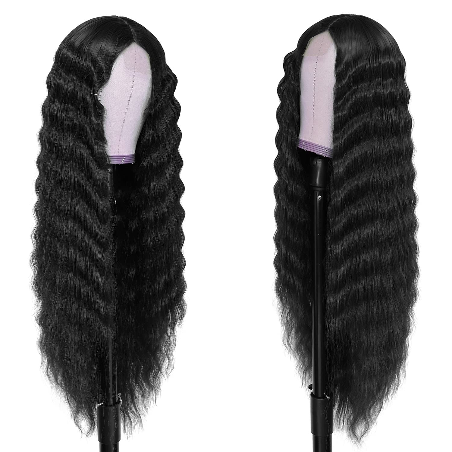 INSTASTYLE loose deep wave crimps curls wig showing volume and movement.