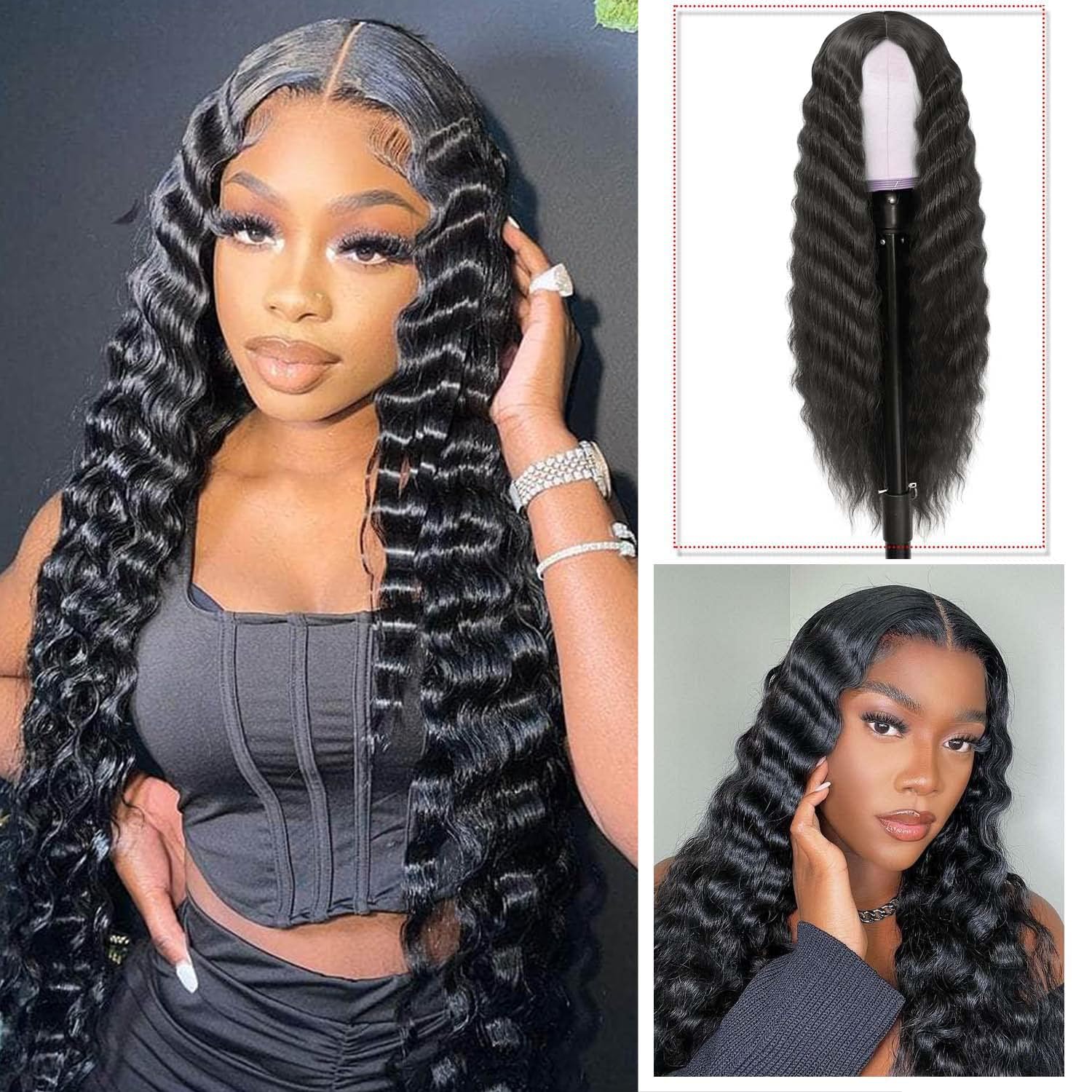 INSTASTYLE middle-part simulated scalp wig with soft lace base for realism.