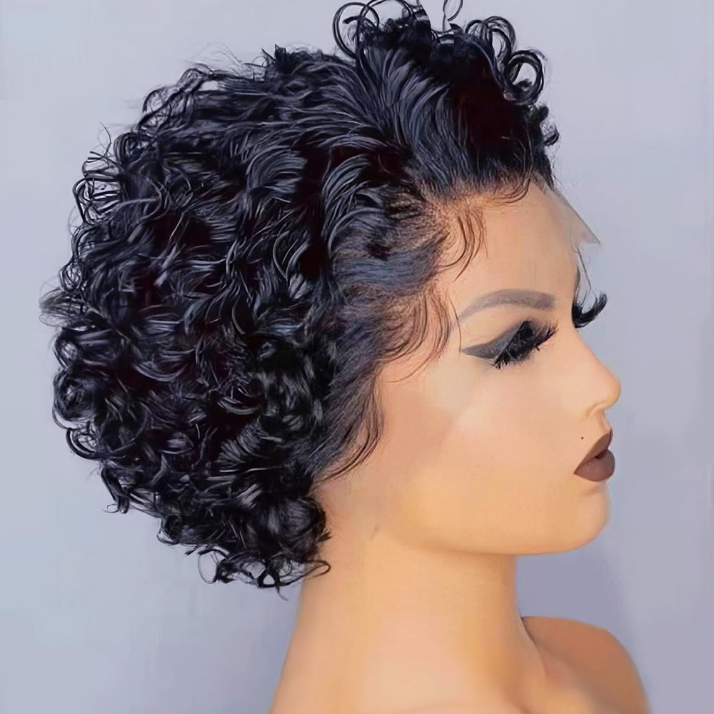 INSTASTYLE ready-to-wear curly pixie wig for quick style transformation.