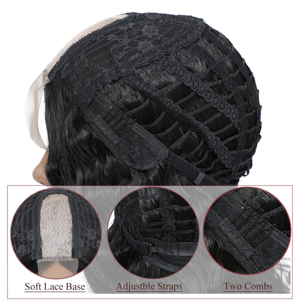 INSTASTYLE side-part styling option on lace-front wig for varied looks.
